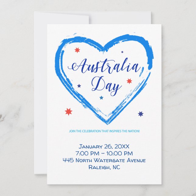 Cartão De Festividades "EU AMO AUSTRÁLIA" Austrália Dia 26 de janeiro (Frente)