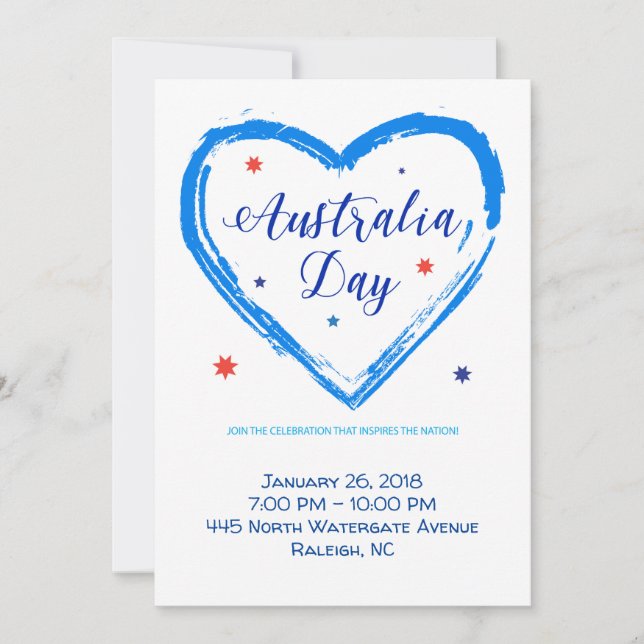 Cartão De Festividades "EU AMO AUSTRÁLIA" Austrália Dia 26 de janeiro (Frente)