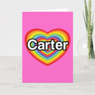 Cartão De Festividades Eu amo Carter: coração arco-íris