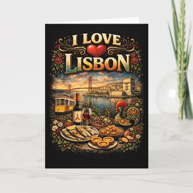 Cartão De Festividades Eu Amo Lisboa (Frente)