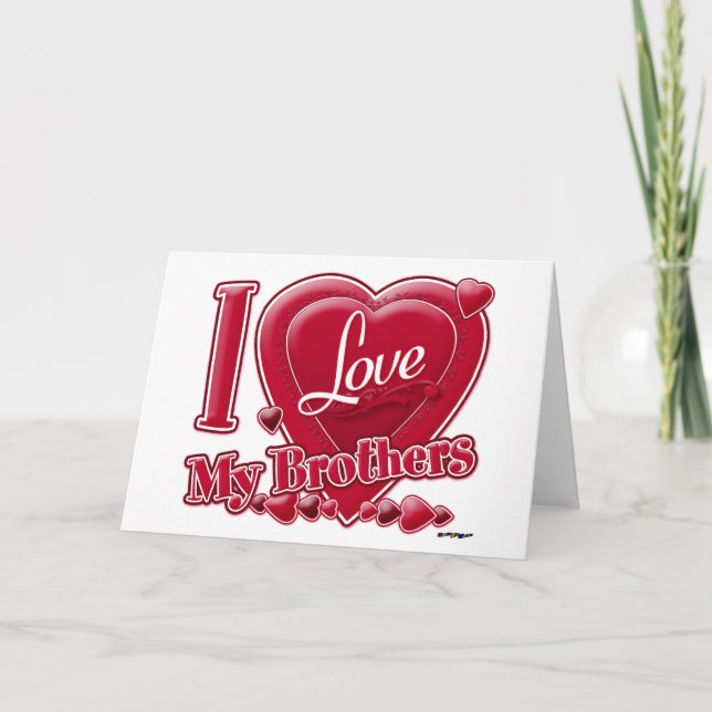 Cartão De Festividades Eu amo meus irmãos vermelho (Frente)