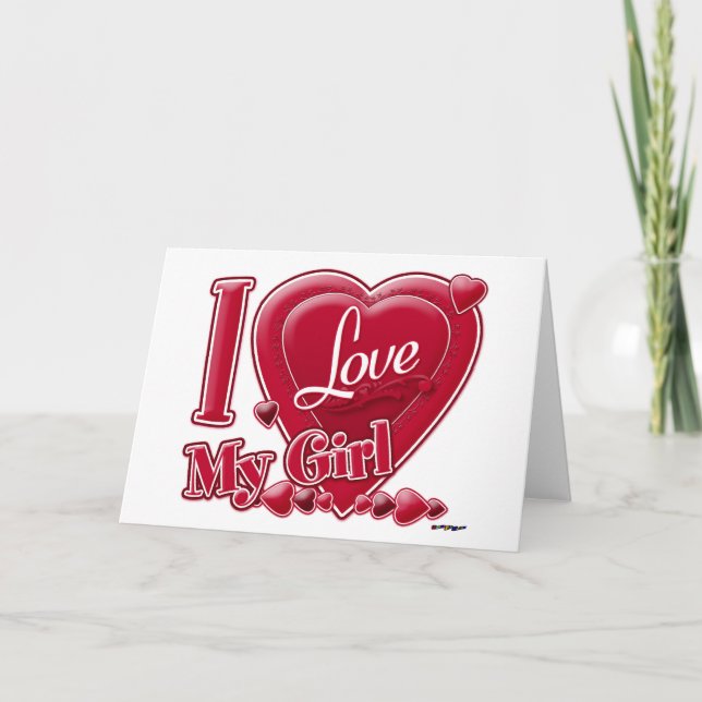 Cartão De Festividades Eu amo minha garota vermelha (Frente)