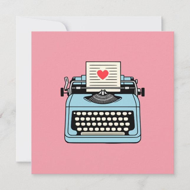 Cartão De Festividades Eu amo minha máquina de escrever (Frente)