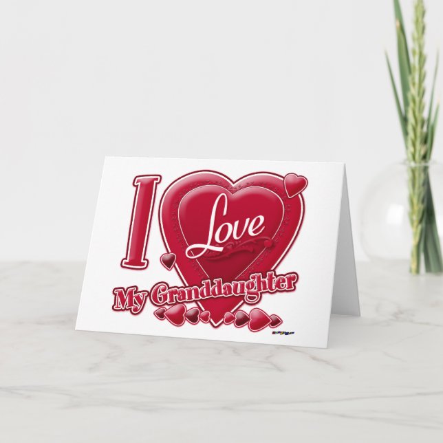 Cartão De Festividades Eu amo minha neta vermelha - coração (Frente)