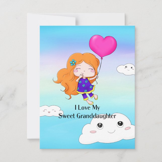 Cartão De Festividades Eu amo minha querida neta...abraços e beijos (Frente)