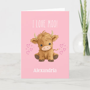 Cartão De Festividades Eu amo o Moo Highland Cow Valentine