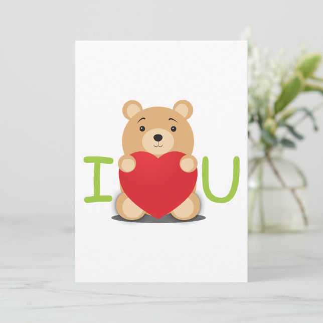 Cartão De Festividades Eu Amo U Taddy (Em pé/Frente)