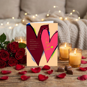 Cartão De Festividades Eu Amo Você Meu Coração Pincelada Abstrata