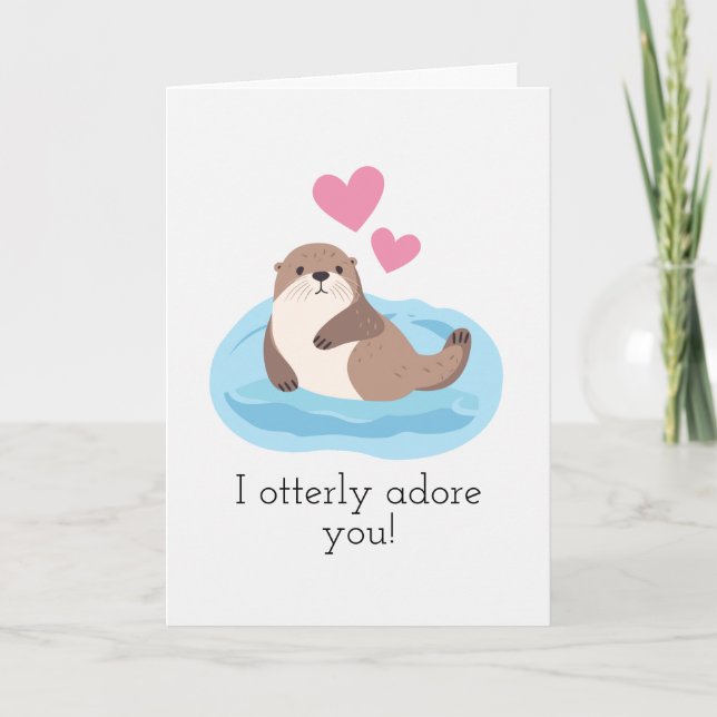 Cartão De Festividades "Eu amo você otterly" Dia dos Namorados fofo (Frente)