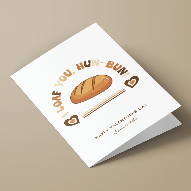 Cartão De Festividades Eu Amo Você Pãozinho Docinho Punição Engraçada do  (Funny and cute bread pun greeting card perfect for Valentine's Day or an Anniversary)