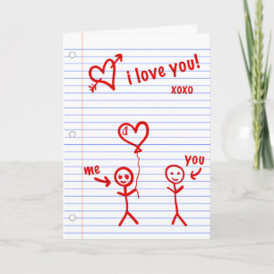 Cartão De Festividades eu amo você papel de caderno esboços