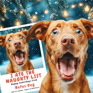 Cartão De Festividades Eu Comi A Foto De Natal Do Cachorro Da Lista Maldi