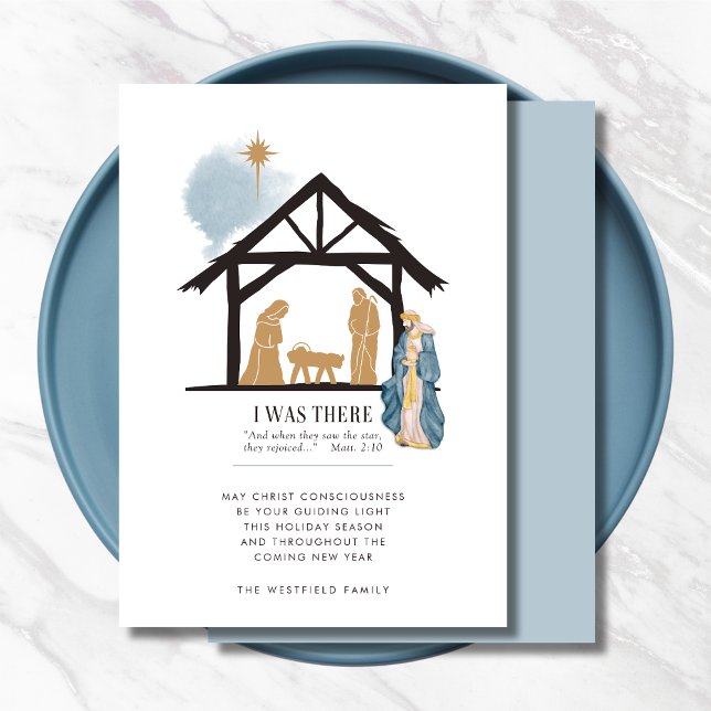 Cartão De Festividades Eu Estive Lá Citação da Bíblia de Wiseman Cena de  (I Was There Wiseman Bible Quote Nativity Scene Christmas Card)