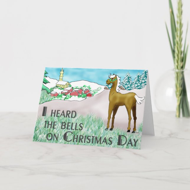 Cartão De Festividades Eu ouvi os sinos no dia de Natal (Frente)