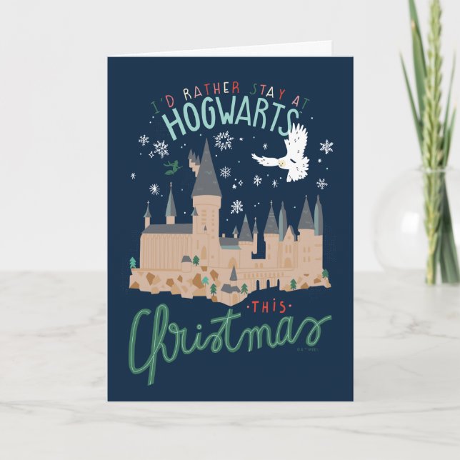 Cartão De Festividades Eu Preferencialmente Ficaria Em Hogwarts Este Nata (Frente)