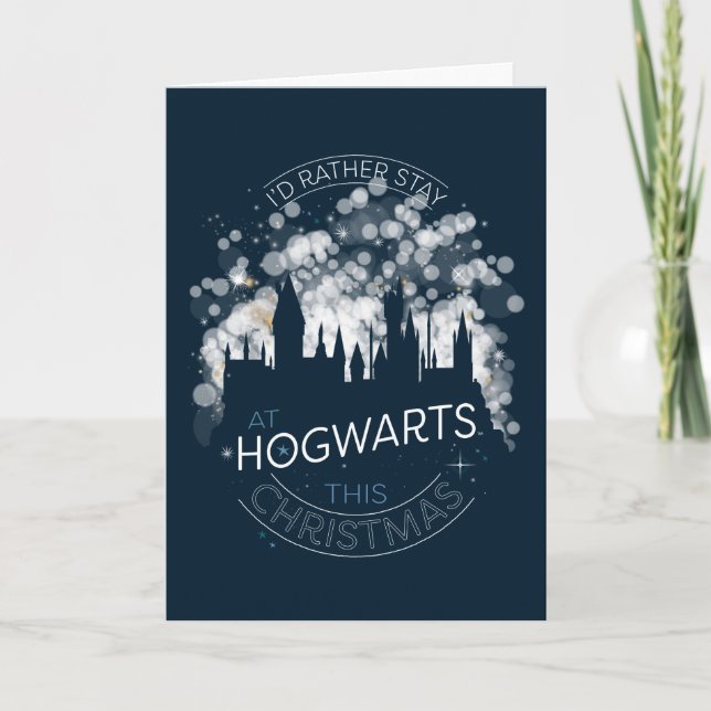 Cartão De Festividades Eu Preferiria Ficar Em Luzes Mágicas HOGWARTS™ Art (Frente)