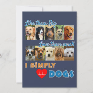 Cartão De Festividades Eu simplesmente amo o Design de fotos dos cães