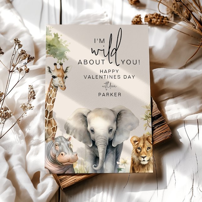 Cartão De Festividades Eu sou selvagem com você Dia de os namorados anima (Criador carregado)