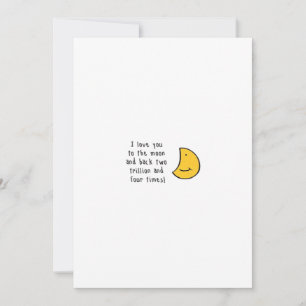 Cartão De Festividades Eu Te Amo Até a Lua e de Volta Design Minimalista