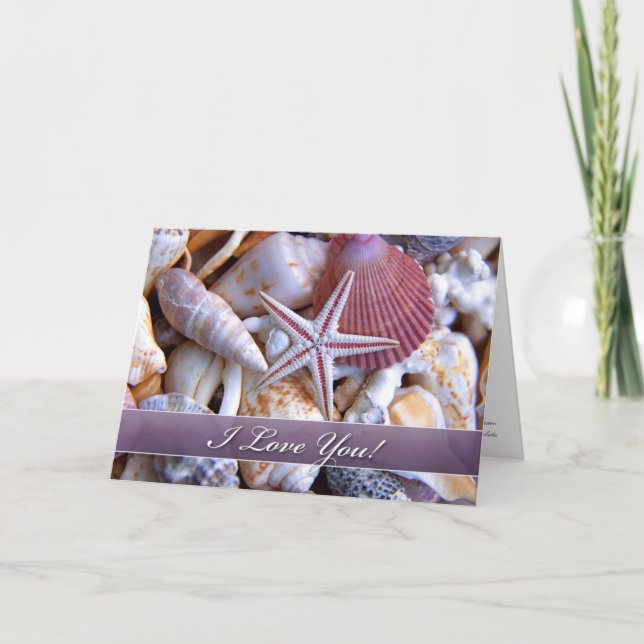 Cartão De Festividades Eu Te Amo Cartaz De Conchas (Frente)