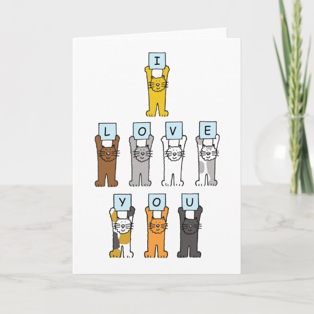 Cartão De Festividades Eu Te Amo Gatos (Frente)