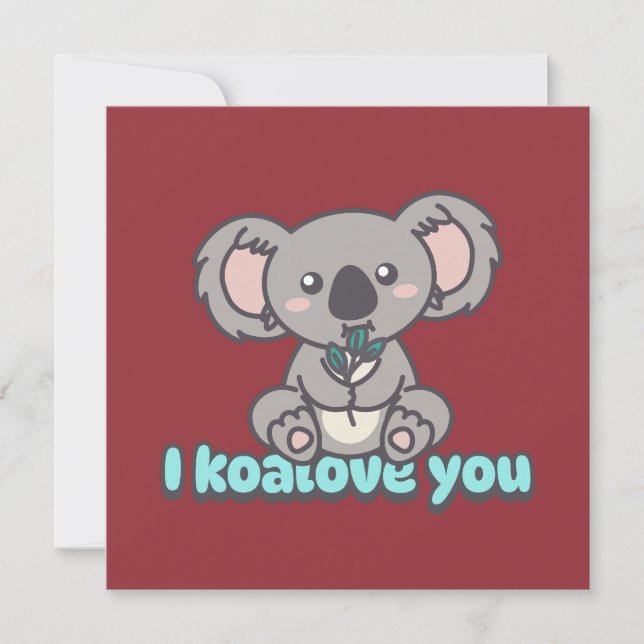 Cartão De Festividades Eu te amo, Koala Urso. (Frente)