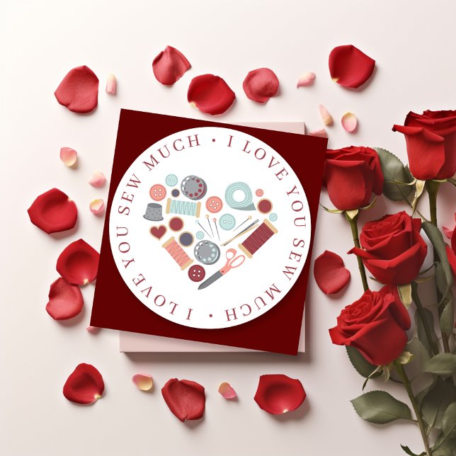 Cartão De Festividades Eu Te Amo Muito Tema de Costura (Criador carregado)