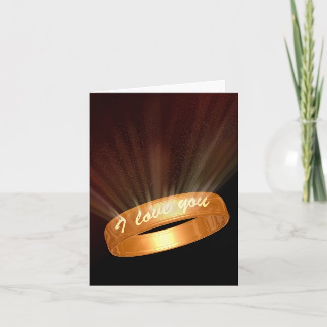 Cartão De Festividades "Eu te amo" Ouro Ring (Frente)
