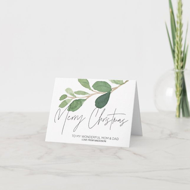 Cartão De Festividades Eucalyptus Christmas Card for Mom and Dad (Frente)