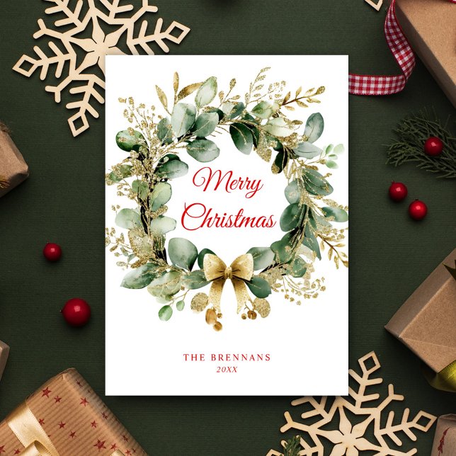 Cartão De Festividades Eucalyptus Elegant (Christmas Greenery Eucalyptus Elegant Holiday Card)