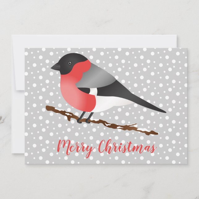 Cartão De Festividades Eurasiano Bullfinch Bird Feliz Natal Personalizado (Frente)