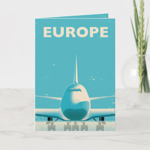 Cartão De Festividades Europa poster de viagens clássico do avião comer