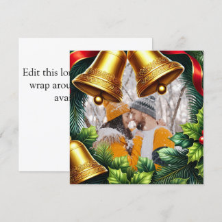 Cartão De Festividades Evergreen Foto borda com sinos para o Natal