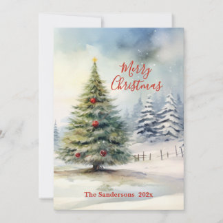 Cartão De Festividades Evergreen Pine Vintage Christmas Tree Card
