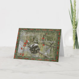 Cartão De Festividades Evergreen with Pinecone and berries Christmas Card