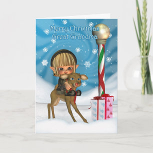Cartão De Festividades Excelente de Natal Vovó Elf Reindeer, Rudolf, Nort