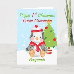 Cartão De Festividades Excelente Grandson 1rua Pinguim-de-Natal