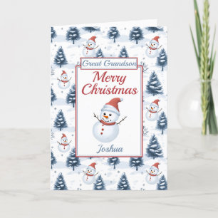 Cartão De Festividades Excelente neto Feliz Natal Snowman