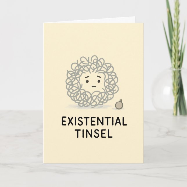 Cartão De Festividades Existential Tinsel Funny Christmas Card (Frente)