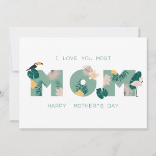 Cartão De Festividades Exoitc Tropical Flamingo Mom Happy Mother's Day