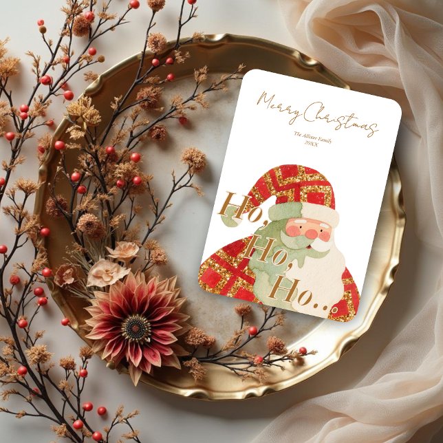 Cartão De Festividades Exquisite Luxury Christmas Cute Santa Claus (Exquisite Luxury Christmas Digital Watercolor Cute Santa Claus Holiday Cards. )