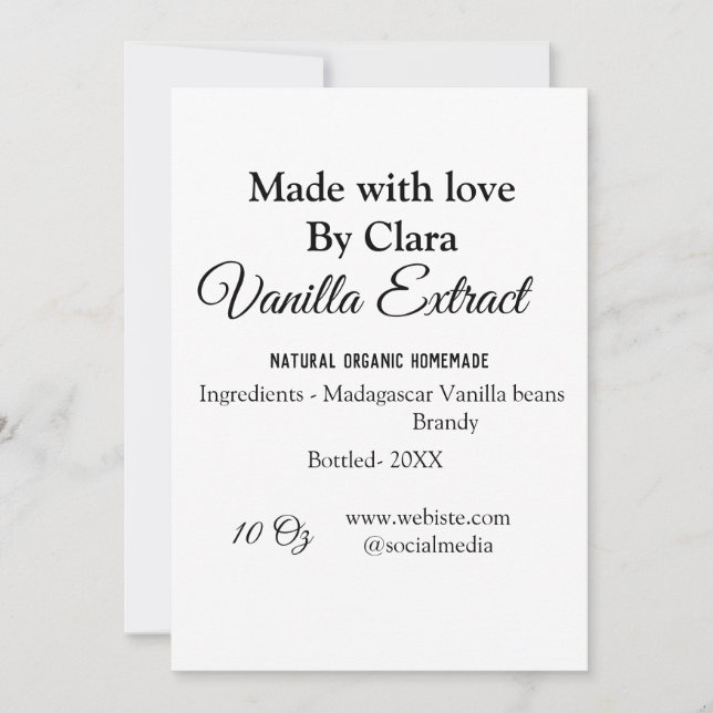 Cartão De Festividades Extrato de baunilha casado adicionar ingredientes  (Frente)