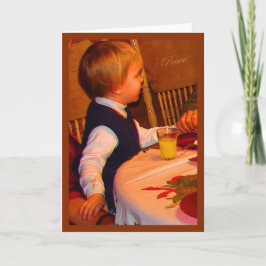 Cartão De Festividades Ezra 3 anos rezou pela graça no Natal — aquarela s