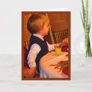 Cartão De Festividades Ezra 3 anos rezou pela graça no Natal — aquarela s