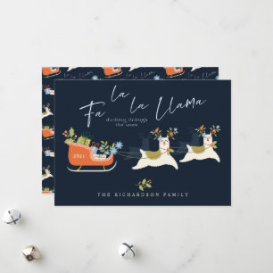 Cartão De Festividades Fa La Christmas Llama Reindeers & Sleigh Gifts