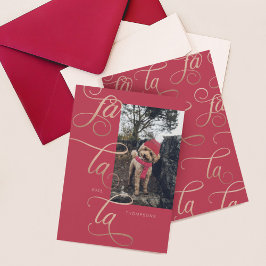 Cartão De Festividades Fa La Elegant Rosa Dourado Calliografia Cachorra
