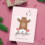 Cartão De Festividades Fa La Fun Fúcil Woodland Marrom Urso Neve Anjo<br><div class="desc">Celebrar a época mágica e festiva de férias com o nosso cartão de anjo de neve de animais da floresta. A design apresenta o nosso design tipográfico "Fa La" com um divertido fazer de ursos, anjos de neve na neve. Personalizado com o seu monograma inicial colocado na camisa do alce...</div>