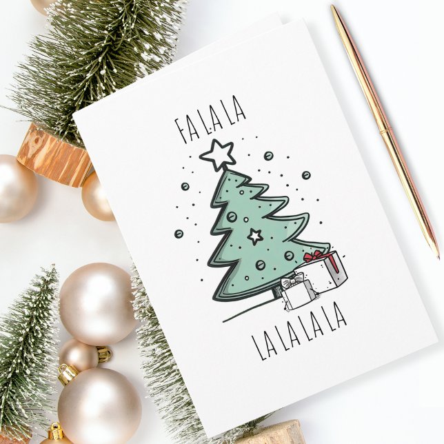 Cartão De Festividades Fa La La Christmas Doodle (Wish your family and friends a fa la labulous holiday season with this cute Christmas card!)