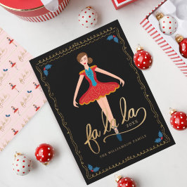 Cartão De Festividades Fa La La Christmas Nutcracker Ballet Dancer Black
