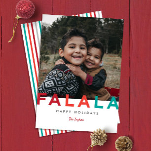 Cartão De Festividades Fa La La Colorido Moderno Bold Foto 